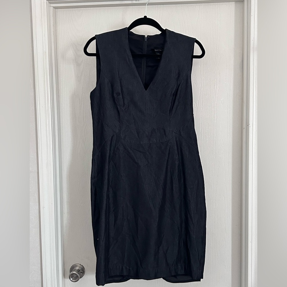 White House Black Market | Black V-Neck Midi Dress | Size 12